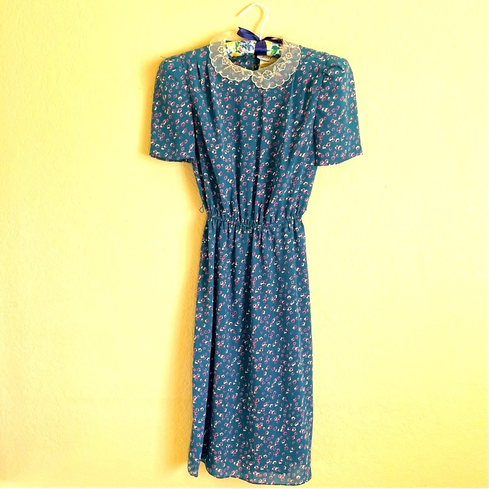 Vintage 80’s Jody of California Floral Lace Secretary Dress